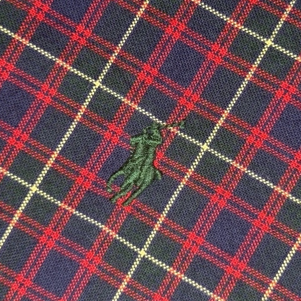 Ralph Lauren Maroon Navy Plaid Button Down Shirt XL Black Pony Polo - Picture 7 of 10